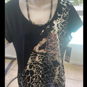 NWT Kenneth Cole Reaction Women's Black & Silver Top-Size XL